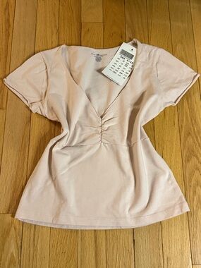 Brandy Melville Light Pink V-Neck Top